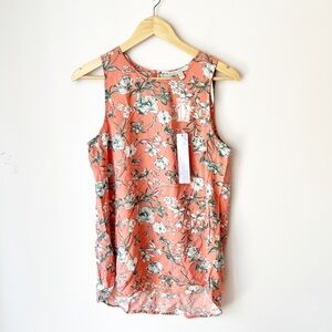 Pale Sky Peach Floral Tank Top Blouse‎ Size M